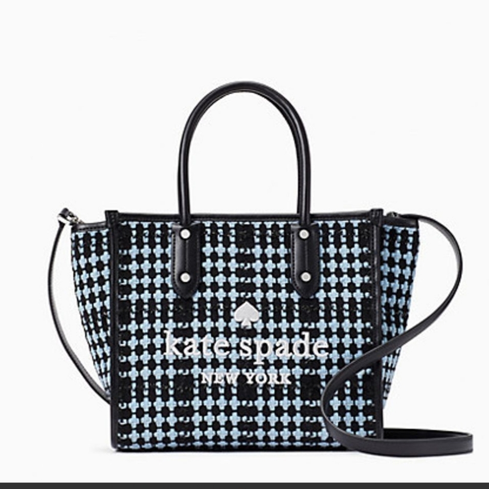 Rare ❗️Kate Spade Ella Tweed Fabric Small plaid Tote.
